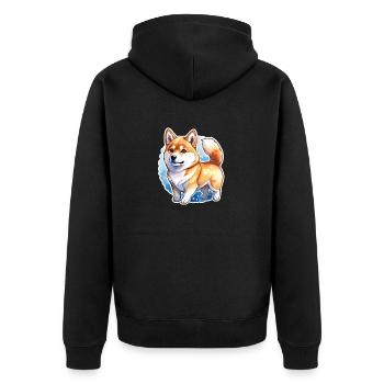 Aquarelles Shiba Inu - Veste à capuche bio Premium Unisexe - noir - Dos - Nico (187cm)