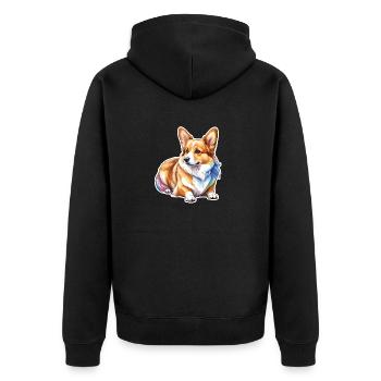 Welsh Corgi Pembroke Aquarelle - Veste à capuche bio Premium Unisexe - noir - Dos - Nico (187cm)
