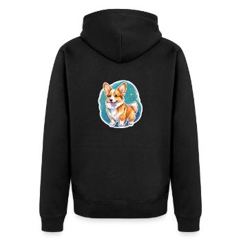 Welsh Corgi Pembroke Watercolor - Unisex Premium Organic Zip Hoodie - black - Back - Nico (187cm)