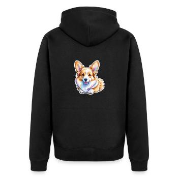 Welsh Corgi Pembroke Watercolor - Unisex Premium Organic Zip Hoodie - black - Back - Nico (187cm)