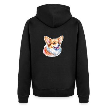Welsh Corgi Pembroke Watercolor - Unisex Premium Organic Zip Hoodie - black - Back - Nico (187cm)