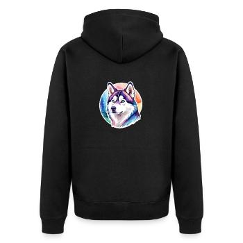 Husky de Sibérie Aquarelles - Veste à capuche bio Premium Unisexe - noir - Dos - Nico (187cm)