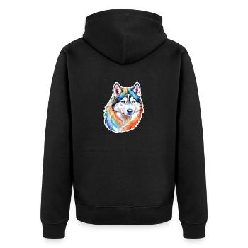Husky de Sibérie Aquarelles - Veste à capuche bio Premium Unisexe - noir - Dos - Nico (187cm)