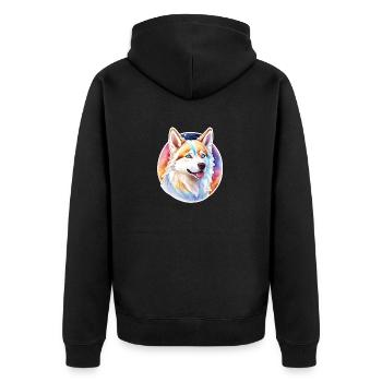 Husky de Sibérie Aquarelles - Veste à capuche bio Premium Unisexe - noir - Dos - Nico (187cm)