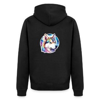 Husky de Sibérie Aquarelles - Veste à capuche bio Premium Unisexe - noir - Dos - Nico (187cm)