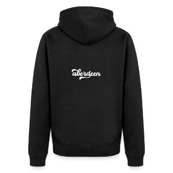 Aberdeen, Aesthetic Typography - Unisex Premium Organic Zip Hoodie - black - Back - Nico (187cm)