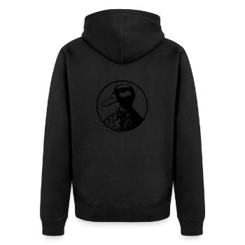Ente Enten - Unisex Premium Bio Zip Hoodie - Schwarz - Hinten - Nico (187cm)