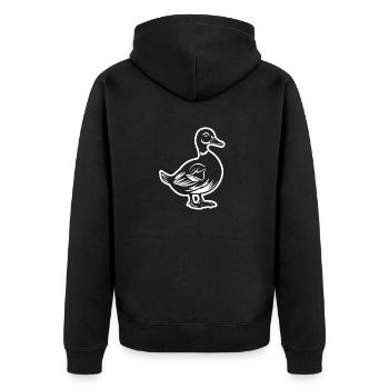 Ente Enten - Unisex Premium Bio Zip Hoodie - Schwarz - Hinten - Nico (187cm)