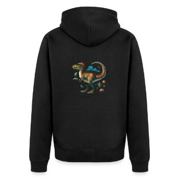 T-Rex Dino Dinosaurier - Unisex Premium Bio Zip Hoodie - Schwarz - Hinten - Nico (187cm)
