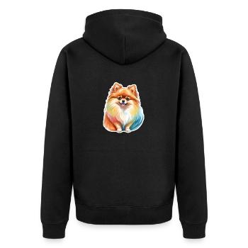 Poméranien Poméranien Aquarelle - Veste à capuche bio Premium Unisexe - noir - Dos - Nico (187cm)