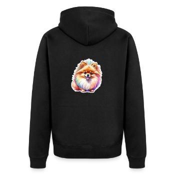 Poméranien Poméranien Aquarelle - Veste à capuche bio Premium Unisexe - noir - Dos - Nico (187cm)