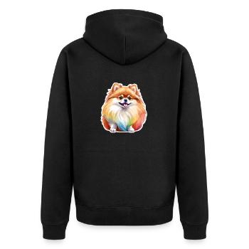 Poméranien Poméranien Aquarelle - Veste à capuche bio Premium Unisexe - noir - Dos - Nico (187cm)