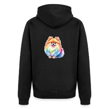 Poméranien Poméranien Aquarelle - Veste à capuche bio Premium Unisexe - noir - Dos - Nico (187cm)