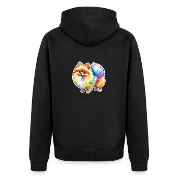 Poméranien Poméranien Aquarelle - Veste à capuche bio Premium Unisexe - noir - Dos - Nico (187cm)