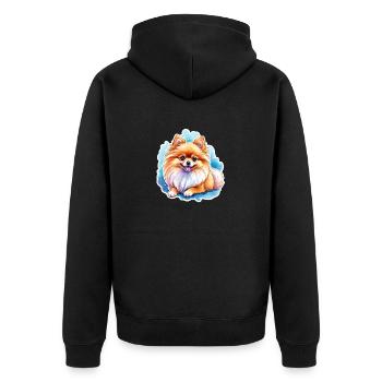 Poméranien Poméranien Aquarelle - Veste à capuche bio Premium Unisexe - noir - Dos - Nico (187cm)