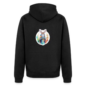 Druide Wasserfarben - Unisex Premium Bio Zip Hoodie - Schwarz - Hinten - Nico (187cm)