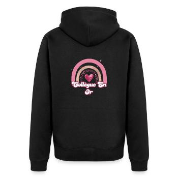 Coworker in rose rainbow gold - coworker gift - Unisex Premium Organic Zip Hoodie - black - Back - Nico (187cm)