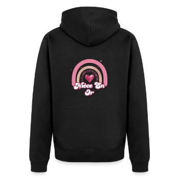 Niece in Rose Rainbow Gold - Niece Gift - Unisex Premium Organic Zip Hoodie - black - Back - Nico (187cm)