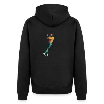 Golfer Golf Golfball - Unisex Premium Bio Zip Hoodie - Schwarz - Hinten - Nico (187cm)