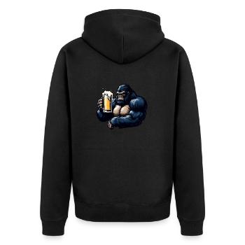 Chimpanzee Beer Lovers - Unisex Premium Organic Zip Hoodie - black - Back - Nico (187cm)