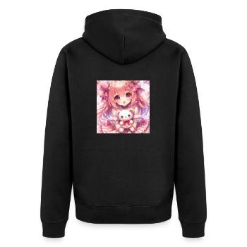 Fille dessins animés japonais mangas - Veste à capuche bio Premium Unisexe - noir - Dos - Nico (187cm)
