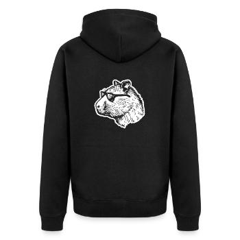 Capybara Wasserschwein - Unisex Premium Bio Zip Hoodie - Schwarz - Hinten - Nico (187cm)