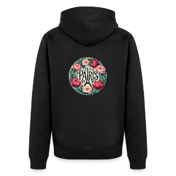 Paris - Unisex Premium Bio Zip Hoodie - Schwarz - Hinten - Nico (187cm)