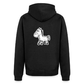 Pferd Pferde Reiten Reiter Reiterin - Unisex Premium Bio Zip Hoodie - Schwarz - Hinten - Nico (187cm)