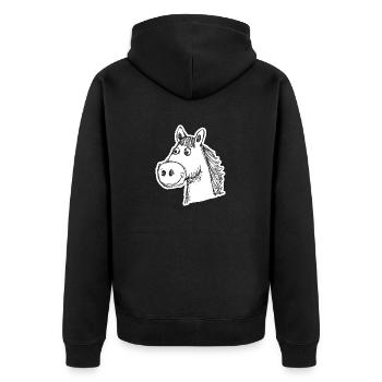 Pferd Pferde Reiten Reiter Reiterin - Unisex Premium Bio Zip Hoodie - Schwarz - Hinten - Nico (187cm)