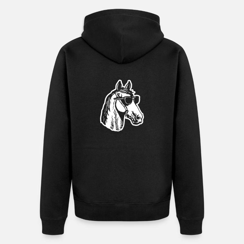 Cheval Chevaux Équitation Cavalier - Veste à capuche bio Premium Unisexe - noir