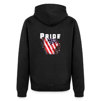 American Pride - Unisex Premium Bio Zip Hoodie - Schwarz - Hinten - Nico (187cm)