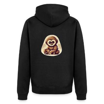 Süßer Gibbon - Unisex Premium Bio Zip Hoodie - Schwarz - Hinten - Nico (187cm)