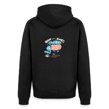 brain with bangs - Unisex Premium Organic Zip Hoodie - black - Back - Nico (187cm)