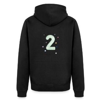 Aquarell-Stern zum 2. Jahrestag - Unisex Premium Bio Zip Hoodie - Schwarz - Hinten - Nico (187cm)