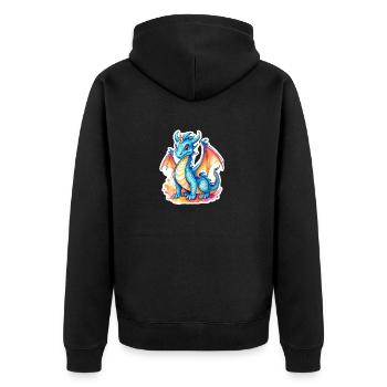 Dragon Watercolors - Unisex Premium Organic Zip Hoodie - black - Back - Nico (187cm)