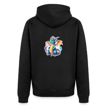 Dragon Watercolors - Unisex Premium Organic Zip Hoodie - black - Back - Nico (187cm)