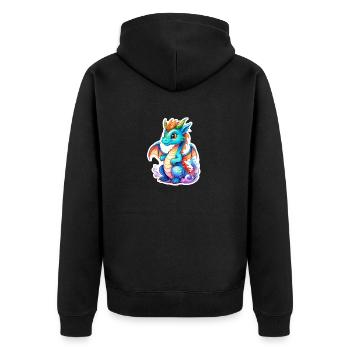 Drache Wasserfarben - Unisex Premium Bio Zip Hoodie - Schwarz - Hinten - Nico (187cm)