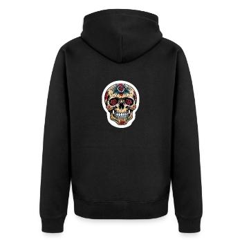 Skull Neo Traditional - Unisex Premium Organic Zip Hoodie - black - Back - Nico (187cm)