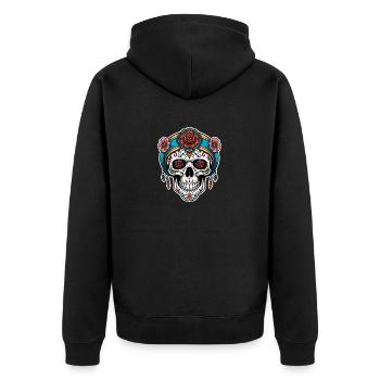 Skull Neo Traditional - Unisex Premium Organic Zip Hoodie - black - Back - Nico (187cm)