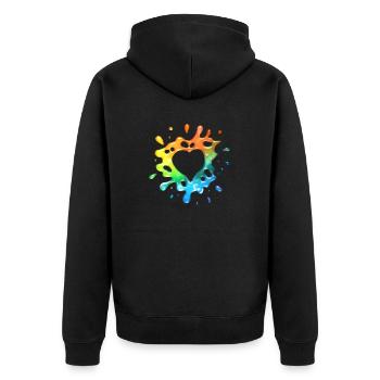 Herz-Spritzer - Unisex Premium Bio Zip Hoodie - Schwarz - Hinten - Nico (187cm)