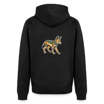 Ägyptischer Schakal Neo Traditional - Unisex Premium Bio Zip Hoodie - Schwarz - Hinten - Nico (187cm)