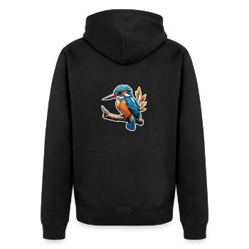 kleiner Eisvogel - Unisex Premium Bio Zip Hoodie - Schwarz - Hinten - Nico (187cm)