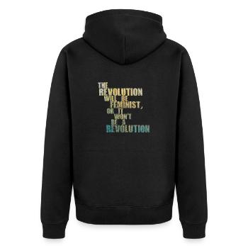 The Revolution will be feminist, or will it not be - Unisex Premium Organic Zip Hoodie - black - Back - Nico (187cm)
