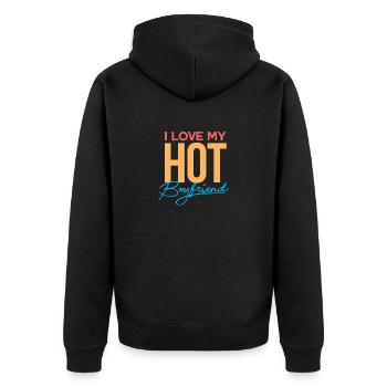 I LOVE MY HOT BOYFRIEND 2 - Unisex Premium Organic Zip Hoodie - black - Back - Nico (187cm)