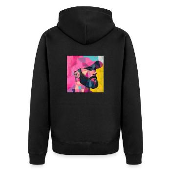 Full beard - Unisex Premium Organic Zip Hoodie - black - Back - Nico (187cm)