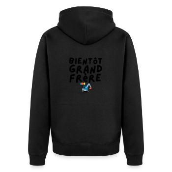 bientot grand frere - Veste à capuche bio Premium Unisexe - noir - Dos - Nico (187cm)