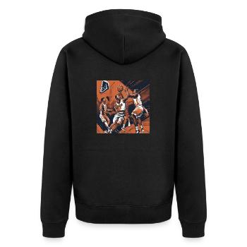 Basketball Spiel - Unisex Premium Bio Zip Hoodie - Schwarz - Hinten - Nico (187cm)