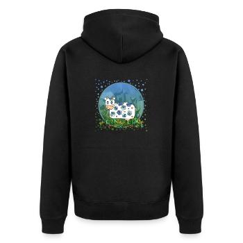 Kuh - Unisex Premium Bio Zip Hoodie - Schwarz - Hinten - Nico (187cm)