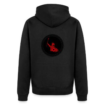 Spartan 02 - Unisex Premium Organic Zip Hoodie - black - Back - Nico (187cm)