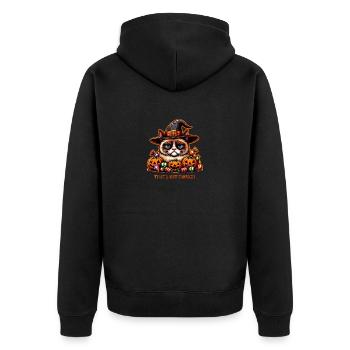 Chat maléfique d’Halloween - Veste à capuche bio Premium Unisexe - noir - Dos - Nico (187cm)